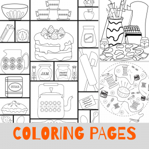 Kitchen, Sewing and Art Supply Coloring Pages