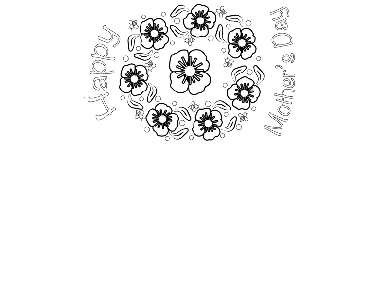 Flowers in circular pattern with Happy Mothers Day written around it